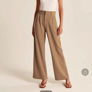 XL High Waist Tailored Wide Leg Pants beige and brown